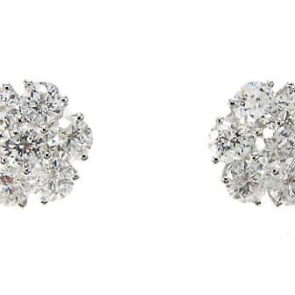 14k Gold 0.95 ct Diamond Cluster Stud Earring - Picture 2 of 5